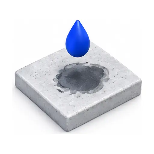 Schematic: Heavy oil stains or a slab that tests damp